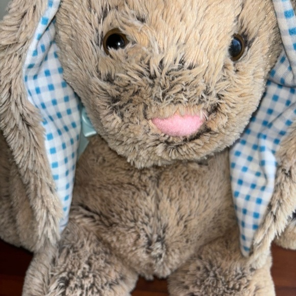 TOMS TOY INTERNATIONAL 22” BUNNY SOFT CUDDLES GINGHAM EARS AND FEET - Picture 3 of 11